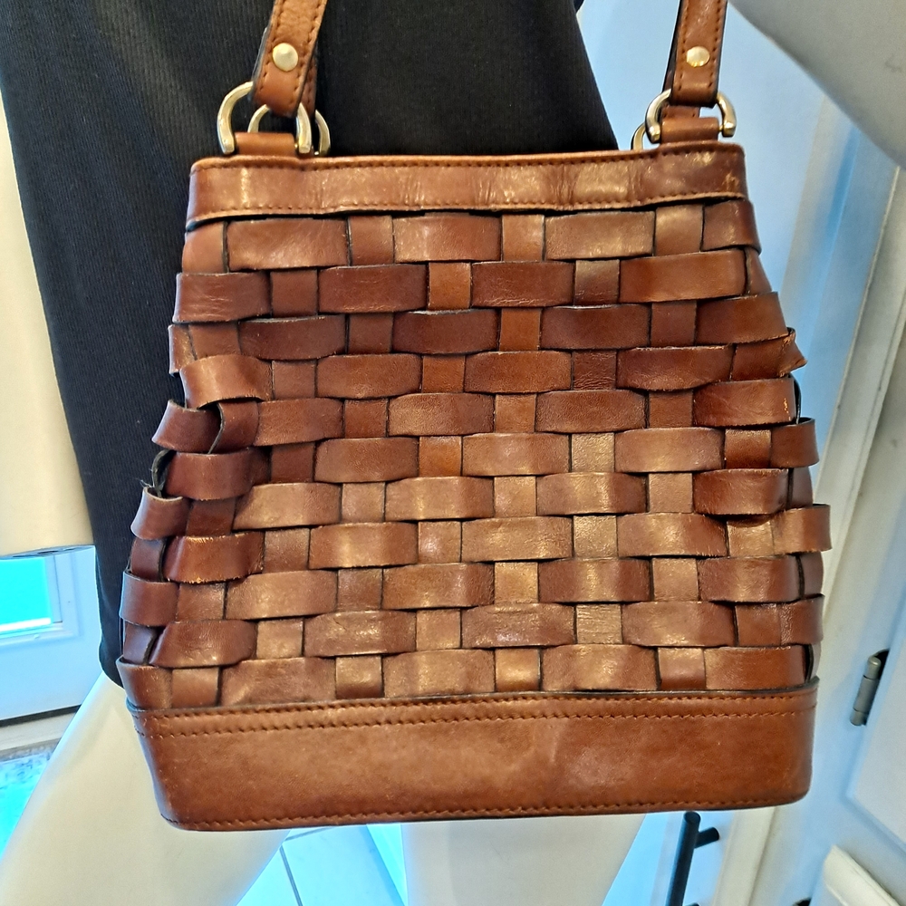 Carlo D'Santi Vintage Brown Woven Leather Shoulder Bag